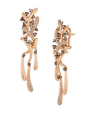 Le Vian Chocolatier Vanilla Diamonds, Chocolate Diamonds & 14k Strawberry Gold Drop Earrings