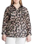Lauren Ralph Lauren Plus Floral Print Cotton Button-down Shirt