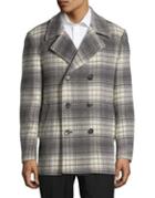 Tallia Orange Double-breasted Plaid Coat
