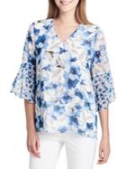 Calvin Klein Floral Ruffled Bell-sleeve Top