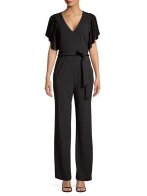 Eliza J Pleated-sleeve Belted Jumpsuit