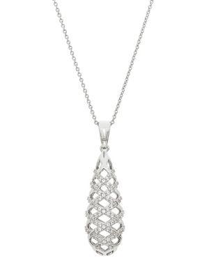 Lord & Taylor White Topaz And Sterling Silver Teardrop Pendant Necklace