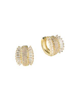 Cz By Kenneth Jay Lane 18k Goldtone Cubic Zirconia Huggie Earrings