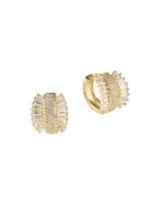 Cz By Kenneth Jay Lane 18k Goldtone Cubic Zirconia Huggie Earrings