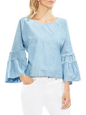 Vince Camuto Extend Shoulder Bell-sleeve Cotton Blouse