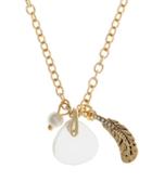 Lonna & Lilly 4mm Faux Pearl And Semi-precious Reconstituted April Birthstone Charm Necklace
