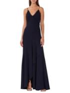 Ml Monique Lhuillier Long Front Ruffle & Trim Wrap Gown