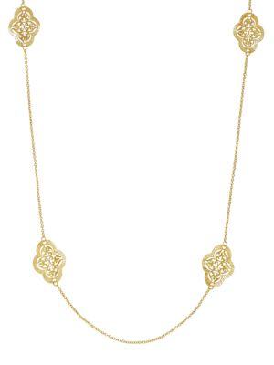 Lord & Taylor 14k Yellow Gold Filigree Station Necklace