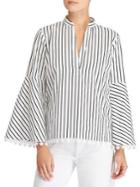 Lauren Ralph Lauren Stripe Cotton Bell-sleeve Top