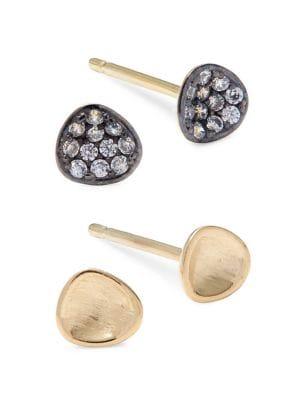 Nadri Set-of-2 Sirena Goldtone & Pave Stud Earrings