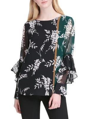 Calvin Klein Floral Ruffle Top