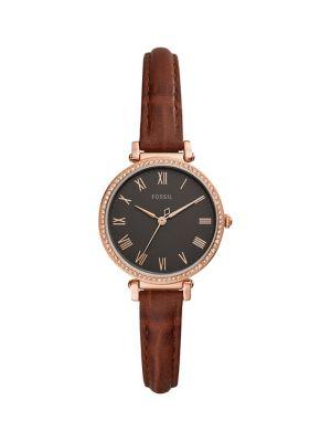 Fossil Kinsey Stainless Steel, Crystal & Leather-strap 3-hand Watch