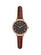 Fossil Kinsey Stainless Steel, Crystal & Leather-strap 3-hand Watch
