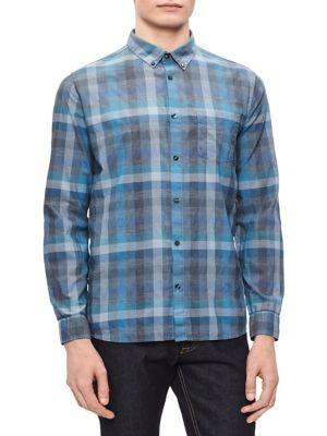 Calvin Klein Washed-plaid Pocket Shirt