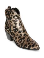 Betsey Johnson Sequined Leopard-printed Booties