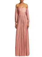 Halston Heritage Pleated Off-the-shoulder Evening Gown