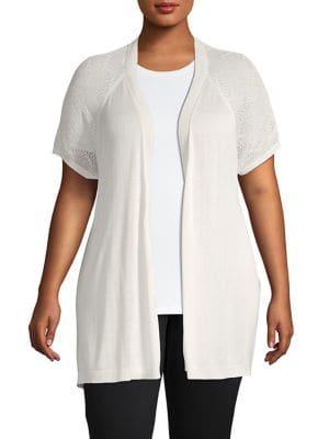 Chelsea & Theodore Plus Short-sleeve Open Cardigan