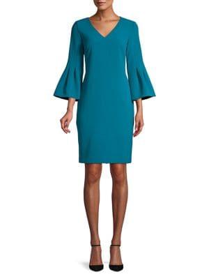 Eliza J V-neck Bell-sleeve Sheath Dress