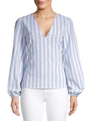 The Fifth Label Pastel Heights Flora Stripe V-neck Top