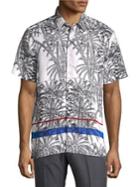 Perry Ellis Slim-fit Palm-print Short-sleeve Shirt