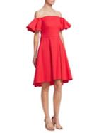 Halston Heritage Flounce Sleeve Dress