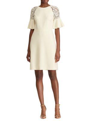 Lauren Ralph Lauren Lace-trim Crepe Dress