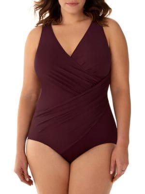 Miraclesuit Plus V-neck Illusion Crossover Swimsuit