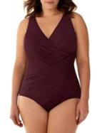 Miraclesuit Plus V-neck Illusion Crossover Swimsuit