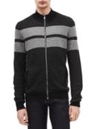 Calvin Klein Striped Merino Blend Zip Sweater