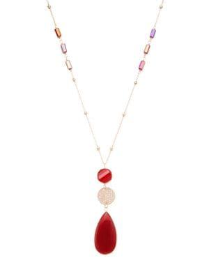 Panacea Goldtone Beaded Pendant Necklace