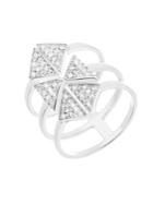 Lord & Taylor Cubic Zirconia And Sterling Silver Multi-triangle Ring