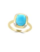 Effy Turquesa Diamond, Turquoise And 14k Yellow Gold Ring