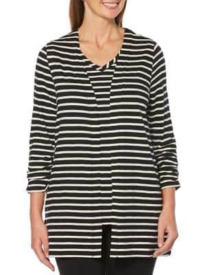 Rafaella Striped Open-front Cardigan