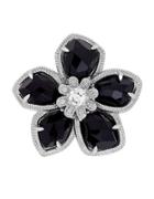 Lord & Taylor Diamond, Sterling Silver And Onyx Ring