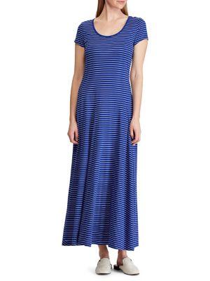 Lauren Ralph Lauren Striped Jersey T-shirt Maxi Dress