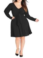 City Chic Plus Tie-up Front Fit-&-flare Dress