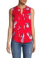 Lord Taylor Sleeveless Pleated Floral Blouse
