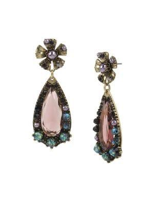Miriam Haskell Mixed Stones Teadrop Earrings