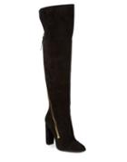 Donna Karan Suede Asymmetrical-zip Knee-high Boot
