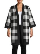 Context Plus Checked Open-front Topper Sweater