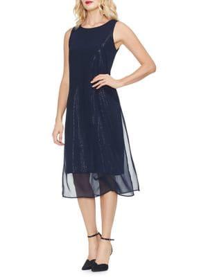 Vince Camuto Sapphire Sheen Chiffon Shift Dress