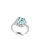 Effy Aquarius Diamond, Aquamarine And 14k White Gold Ring