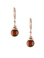 Sonatina 8-8.5mm Brown Cultured Freshwater Pearl And 14k Rose Gold Spiral Drop Earrings