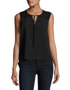 French Connection Belle Roundneck Tie Front Crepe Top