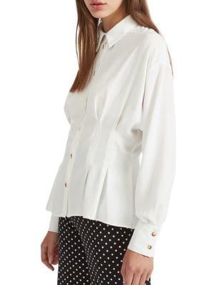 Miss Selfridge Pleated Buttoned Top
