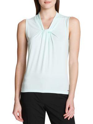 Calvin Klein Petite Sleeveless Knot-neck Top