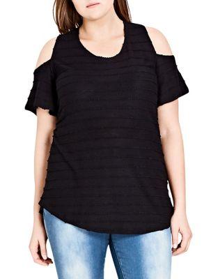 City Chic Plus Whisper Cold-shoulder Top