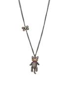 Betsey Johnson Crystal Bow And Cat Pendant Necklace