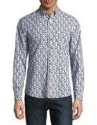 Black Brown Vine-print Button-down Shirt
