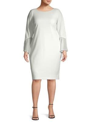 Calvin Klein Plus Button Chiffon-cuff Shift Dress